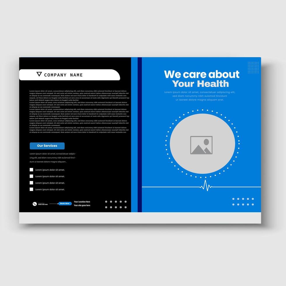 företags- sjukvård och medicinsk a4 flygblad design mall vektor