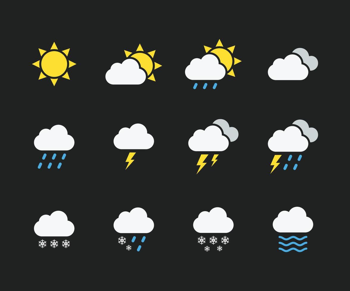 modern Wetter Symbole Satz. Wetter Symbole einstellen Vektor Illustration