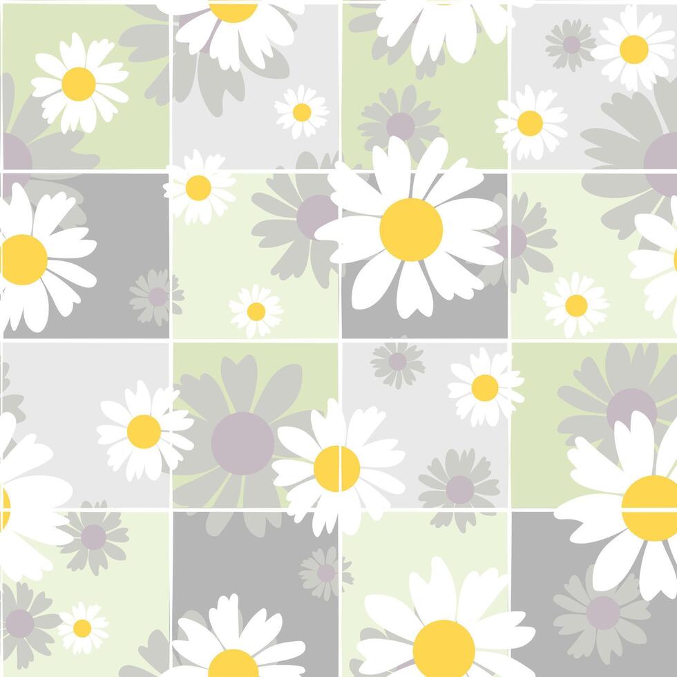 blommig kamomill sömlös mönster. botanisk tyg skriva ut mall. vektor illustration med vit kamomill blommor.