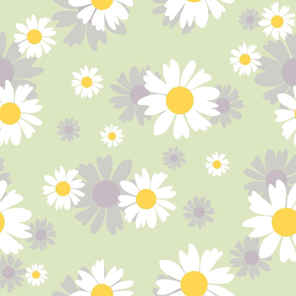 Blumen- Kamille nahtlos Muster. botanisch Stoff drucken Vorlage. Vektor Illustration mit Weiß Kamille Blumen.