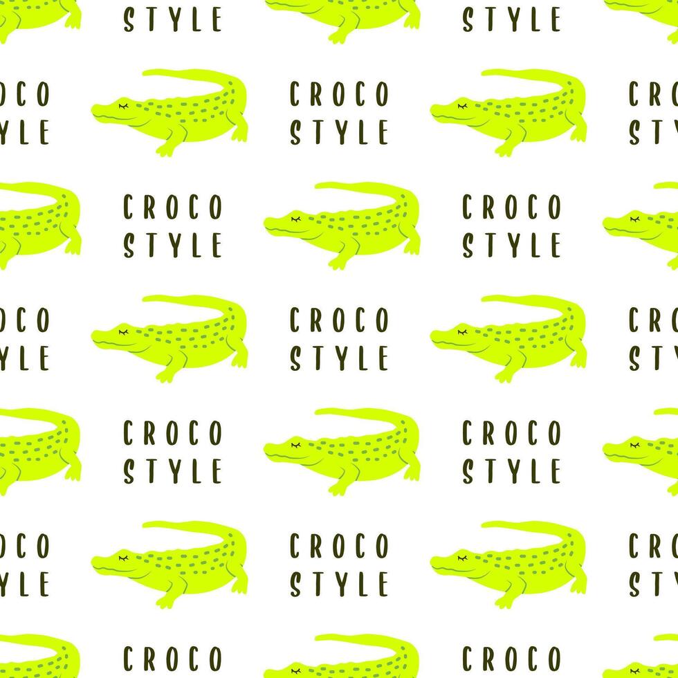 abstrakt Alligator nahtlos Muster. Vektor einfach Stoff drucken Vorlage mit Hand gezeichnet Krokodil wild Tier.