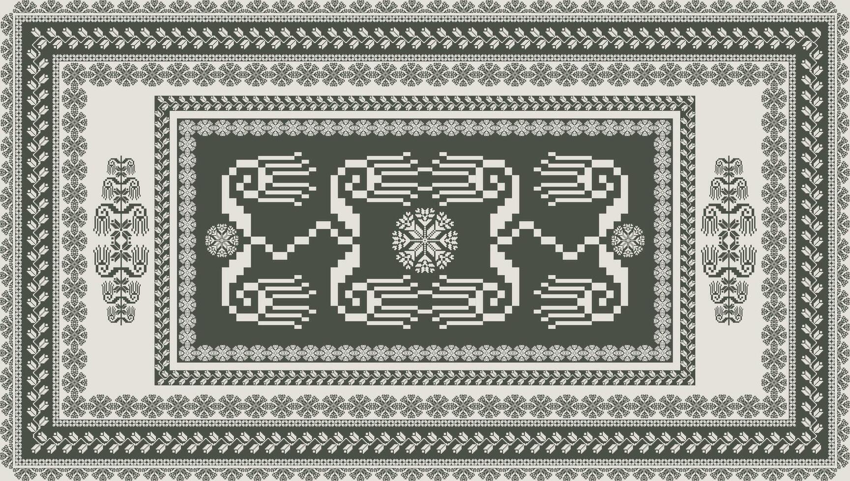 einfarbig grau ethnisch Blumen- Stickerei Muster. abstrakt ethnisch Blumen- Stickerei geometrisch einfarbig Muster. verwenden zum Teppich, Teppich, Mauer Tapisserie, Matte, Tischdecke, Polster, Kissen, usw. vektor