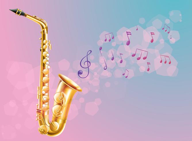 En saxofon med noter vektor