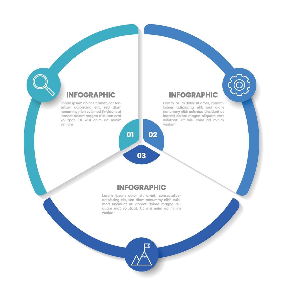 cirkel Diagram infographic mall med 3 alternativ för presentationer vektor