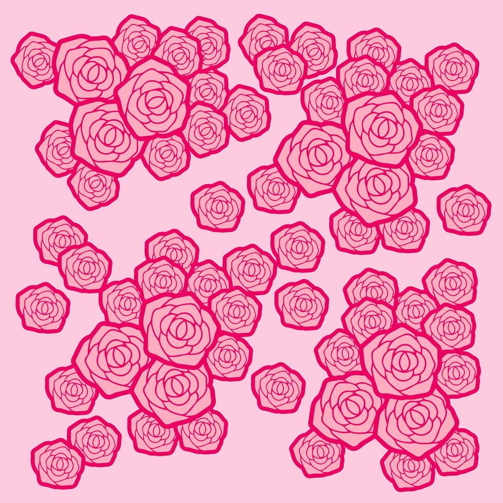 Rose nahtlos Muster. Vektor Illustration von Rosa Rosen auf Rosa Hintergrund.