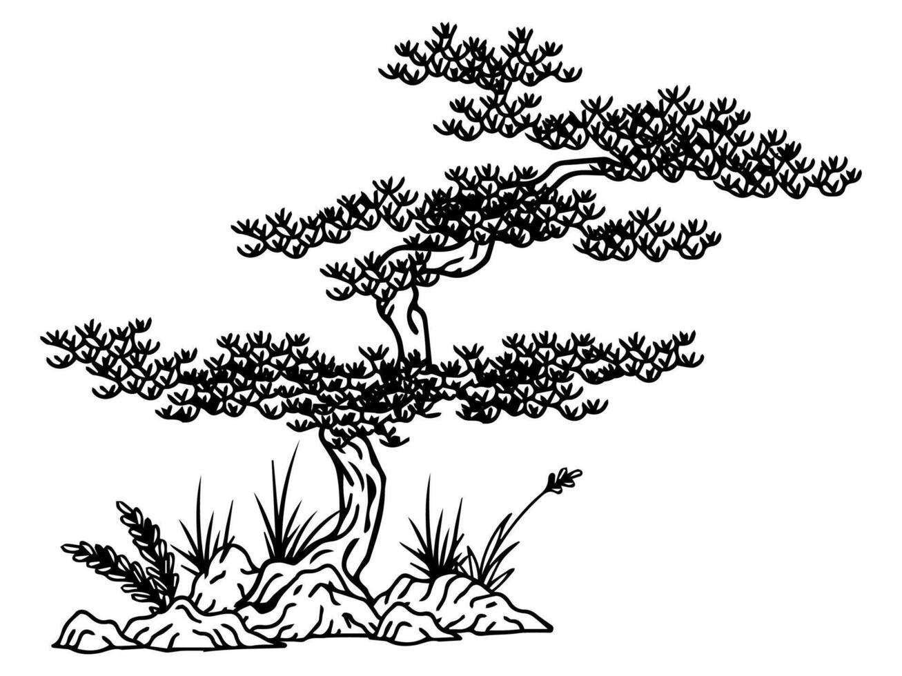 Gliederung Baum asiatisch Illustration Element vektor