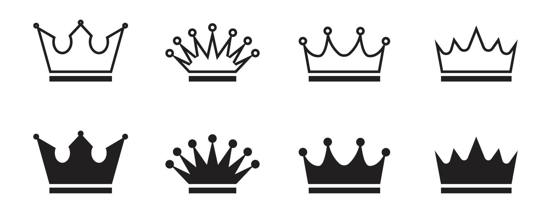 krona ikoner set. kronsymbol samling. vektor illustration