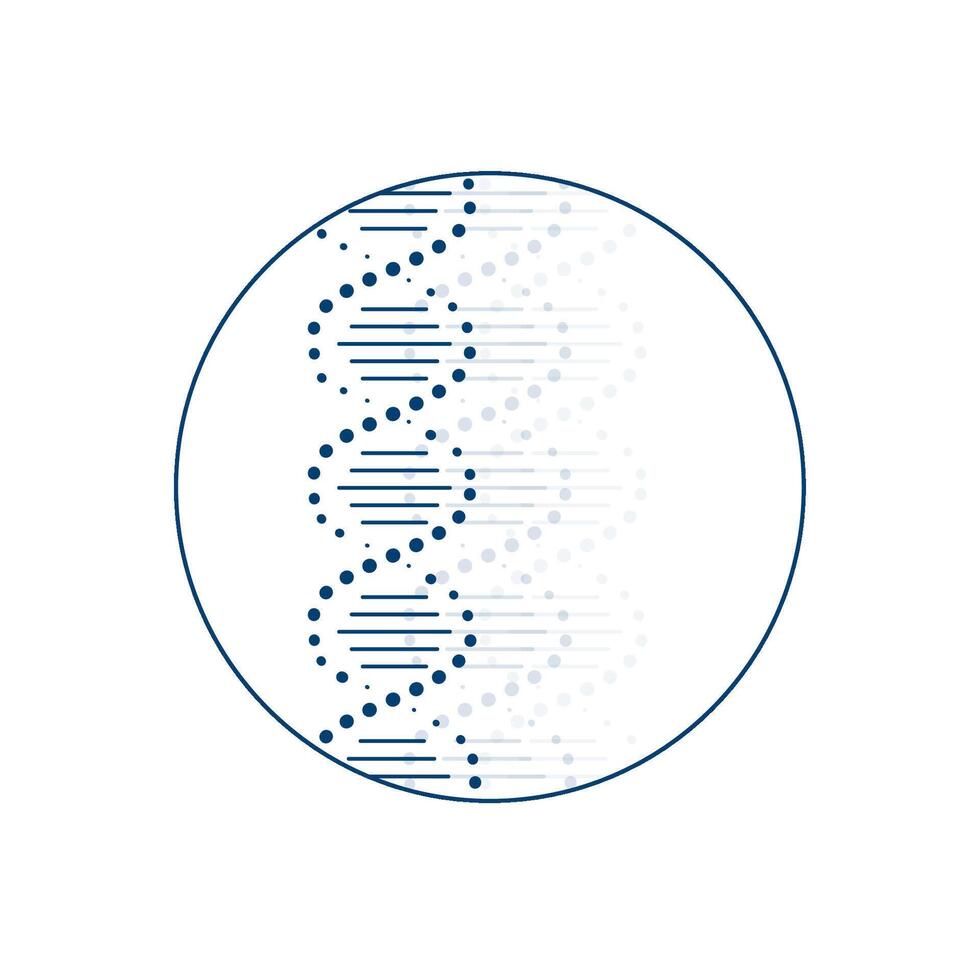 DNA, das doppelt Wendel von das DNA Molekül. Logo zum Medizin, Biologie, Chemie. DNA Illustration zum Präsentation, Abzeichen, Geschäft Karte oder Aufkleber vektor