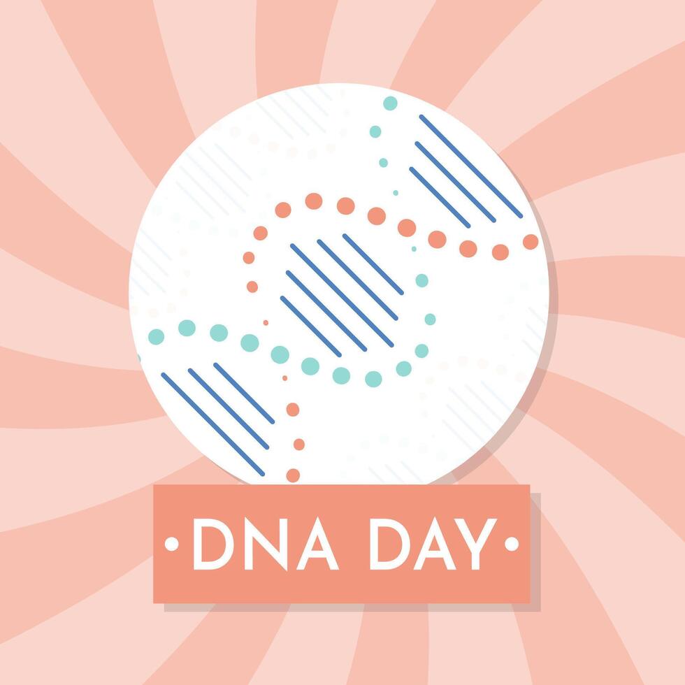 National DNA Tag ist April 25. Poster, Banner mit ein Bild von ein DNA doppelt Wendel und Text. eben Vektor Illustration