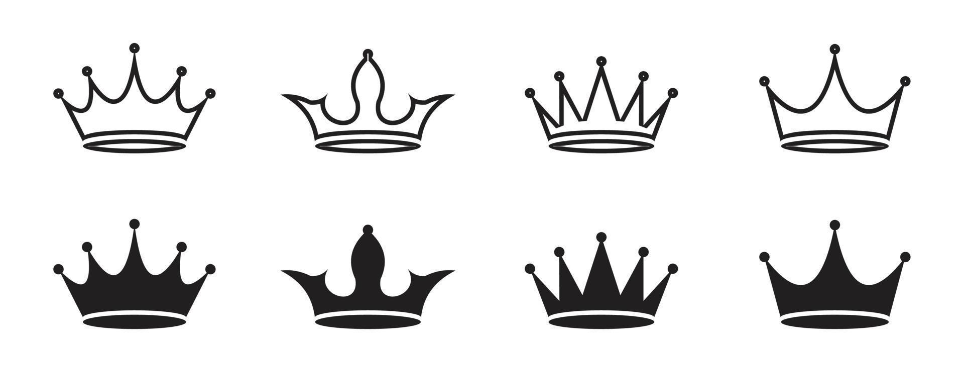 krona ikoner set. kronsymbol samling. vektor illustration