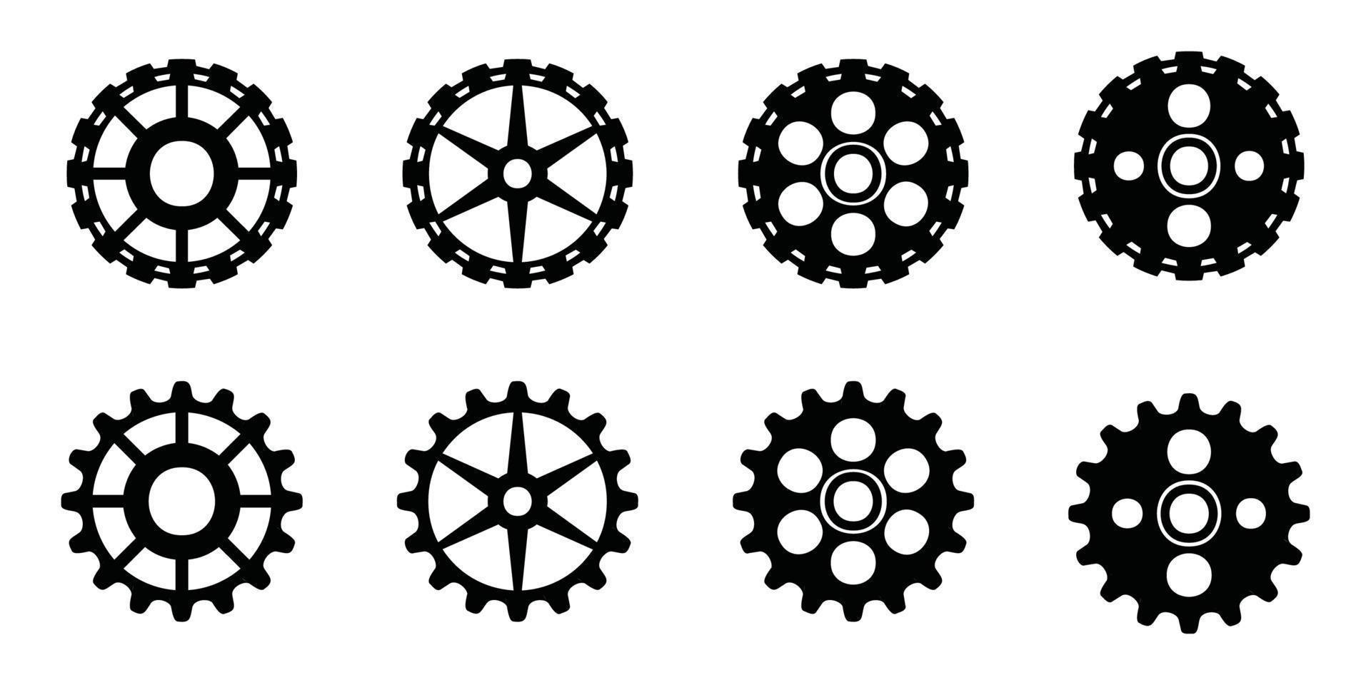 Zahnrad-Icon-Set, Zahnrad-Vektor-Set, Zahnrad-Clipart alle schwarzen Sets vektor