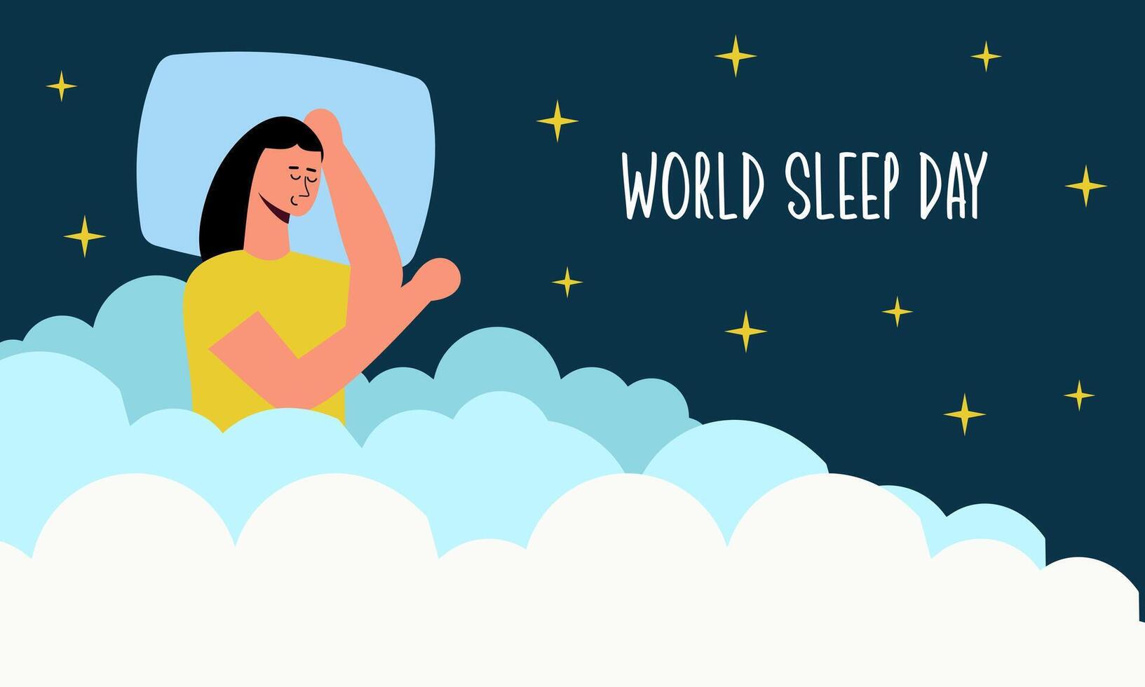 Welt Schlaf Tag. süß Planet Erde Schlafen unter ein Decke auf ein International Urlaub vektor