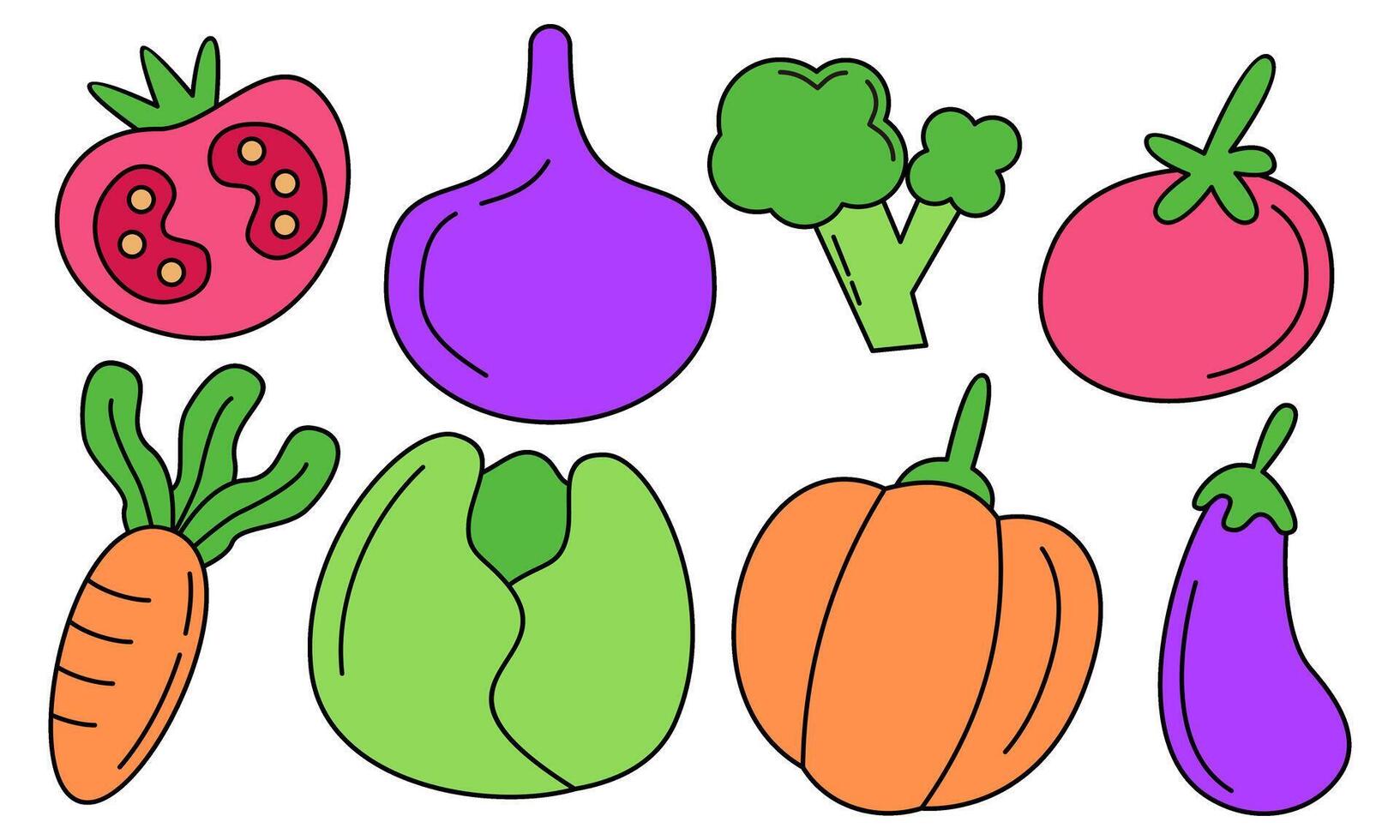 süß Gemüse Gekritzel Logo Vektor