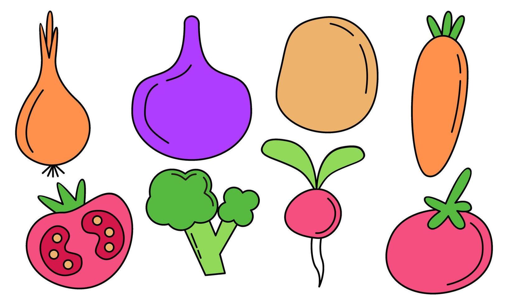 söt grönsaker klotter logotyp vektor