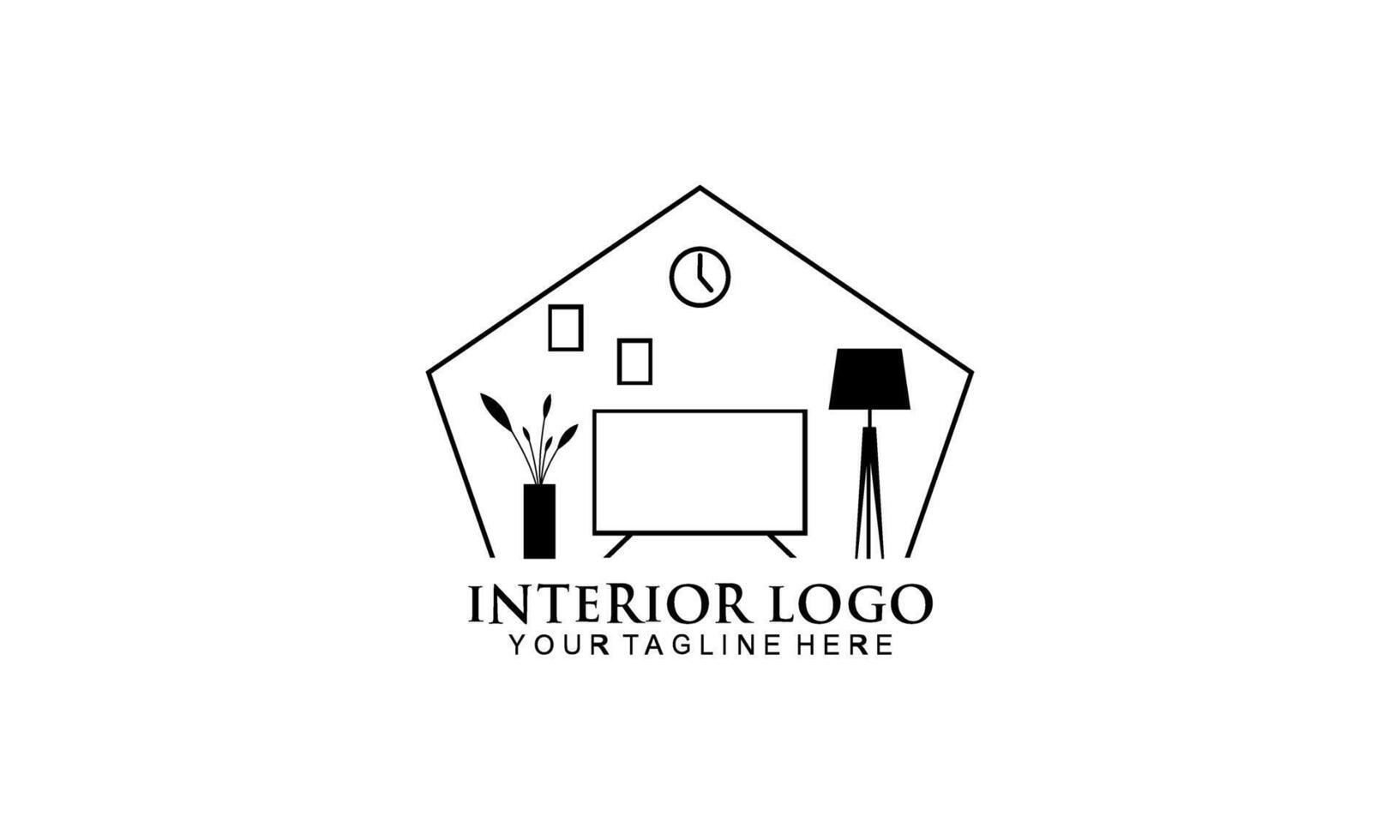 inre rum, möbelgalleri logotypdesign vektor