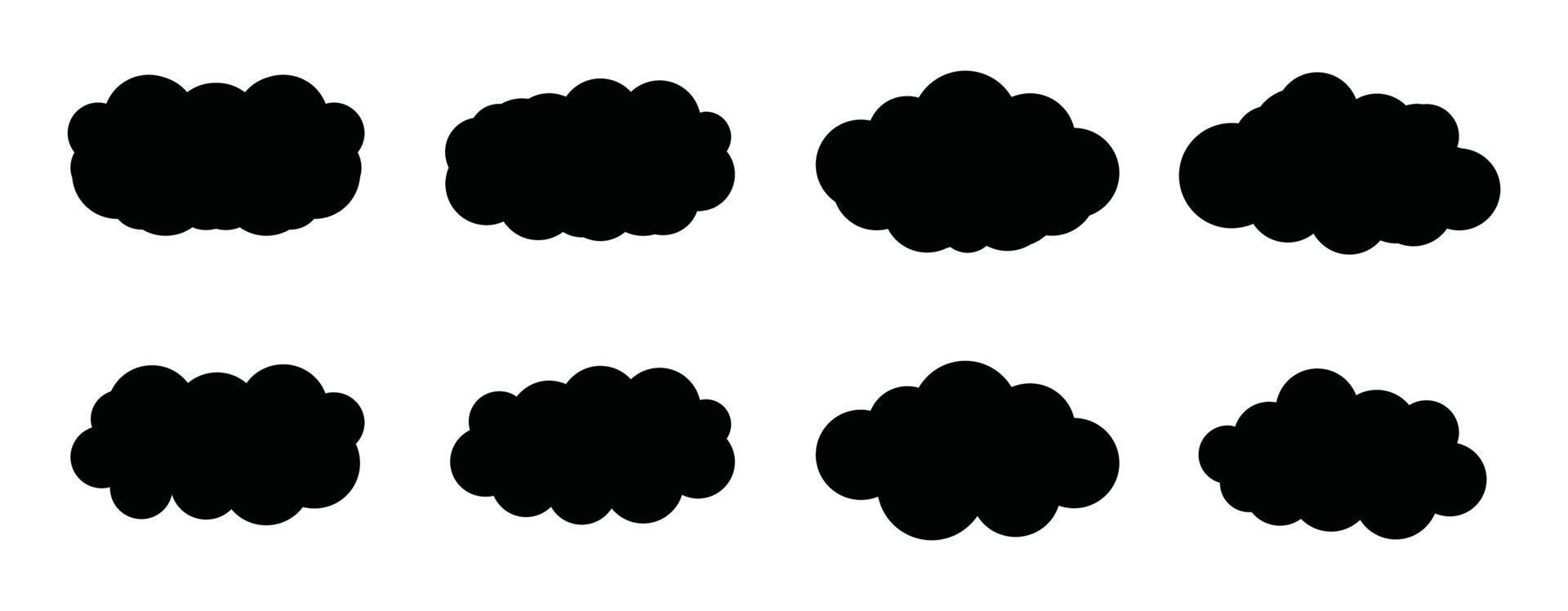 moln ikon set, moln vektor set, moln clipart set svart ikon set