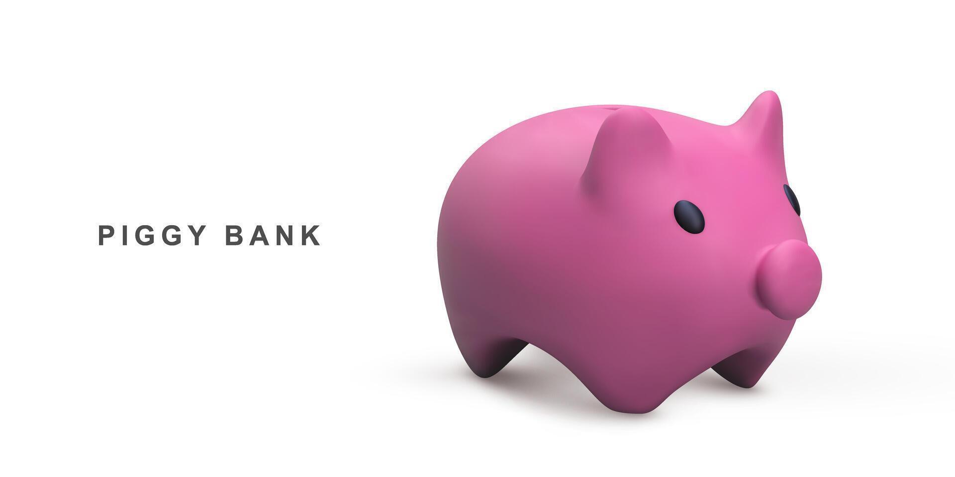 3d realistisk rosa nasse Bank. sparande pengar och finansiell förvaltning. vektor illustration.
