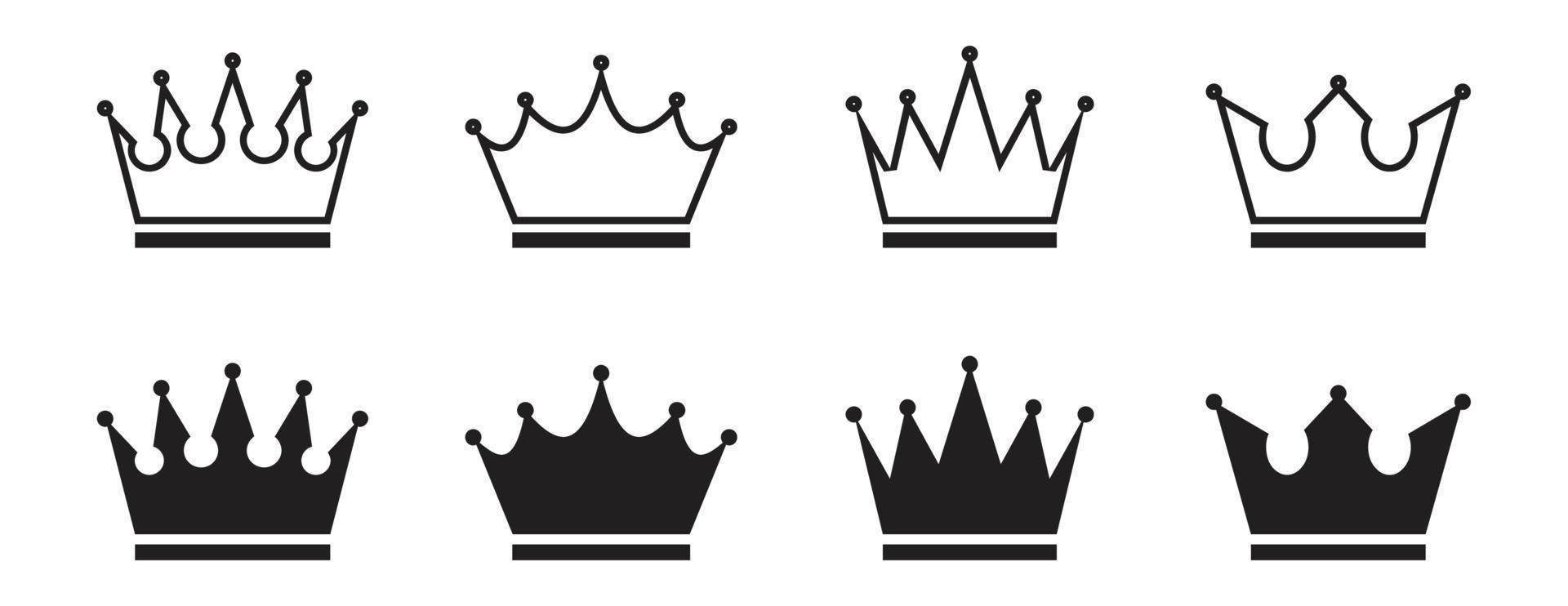 Krone-Symbole gesetzt. Sammlung von Kronensymbolen. Vektor-Illustration vektor