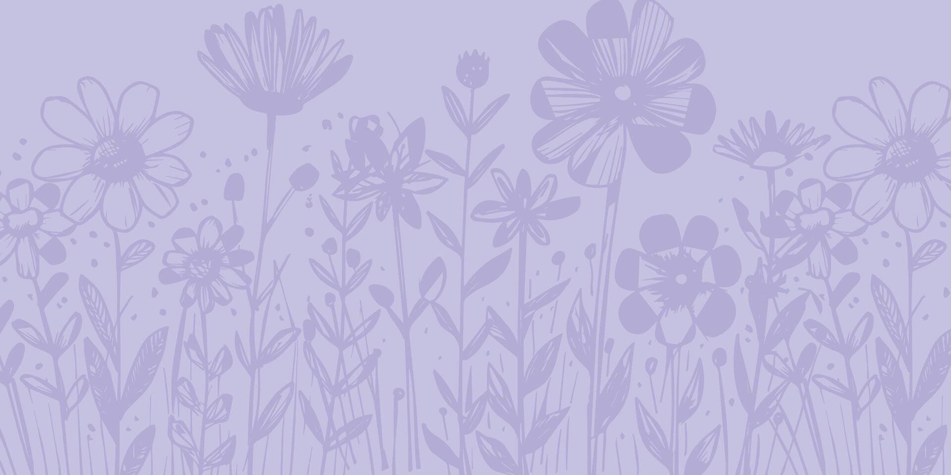 vykort, baner, affisch med blommor och gräs med Plats för klotter stil text vektor