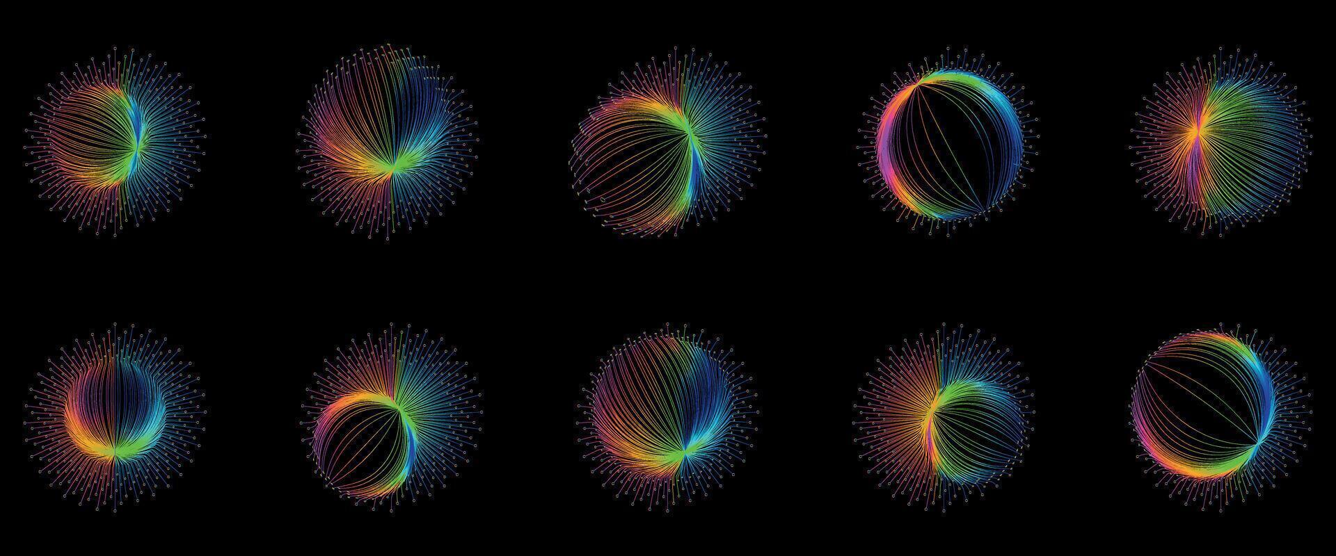 glühend Neon- Regenbogen Blumen zahlen im das bilden von Blumen vektor