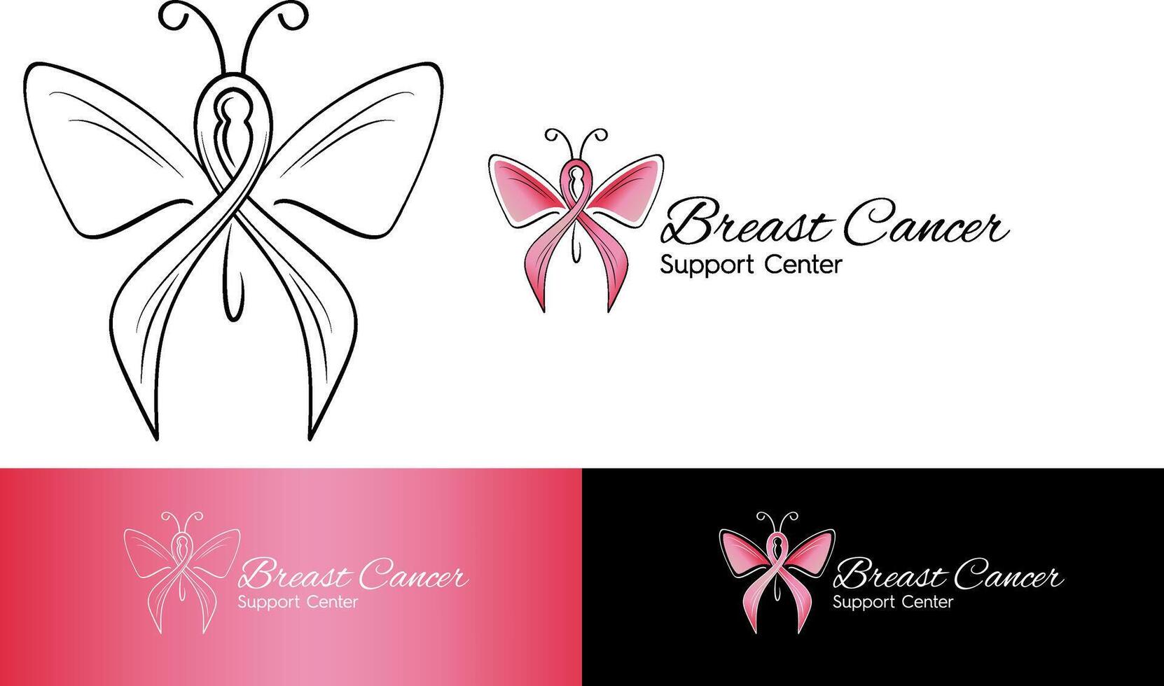 bröst cancer fjäril logotyp vektor