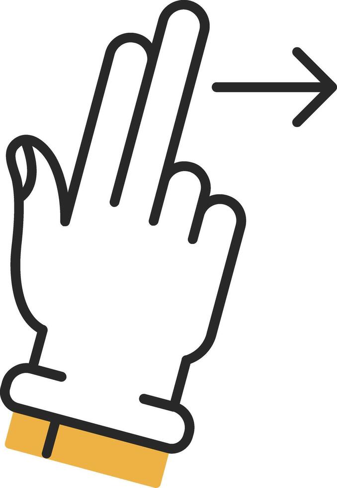 två fingrar rätt flådd fylld ikon vektor
