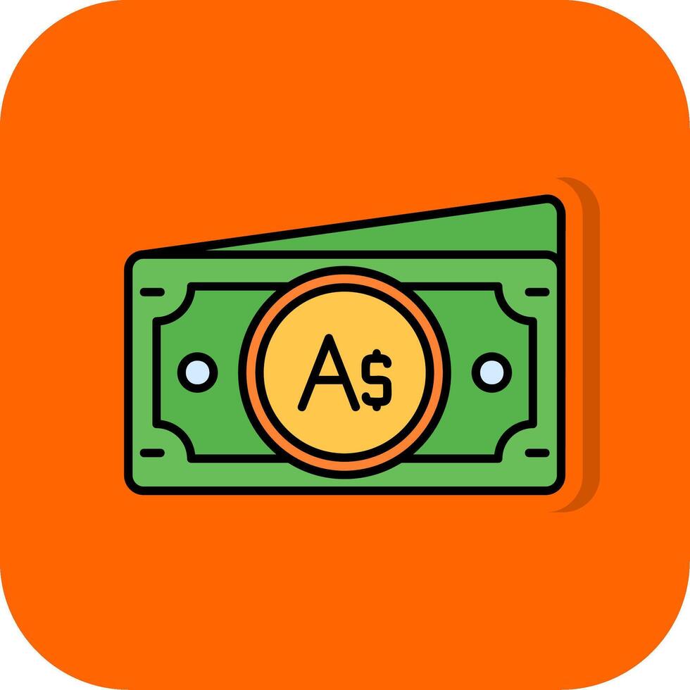 australier dollar fylld orange bakgrund ikon vektor