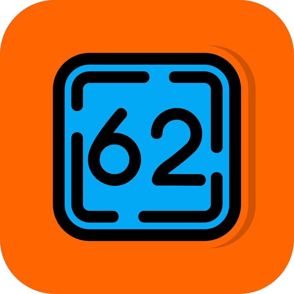sextio två fylld orange bakgrund ikon vektor