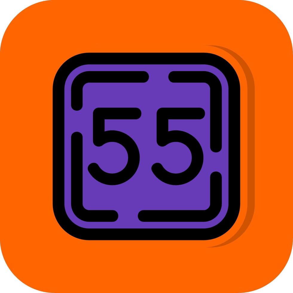 femtio fem fylld orange bakgrund ikon vektor