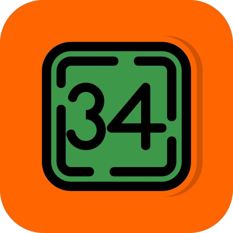 trettio fyra fylld orange bakgrund ikon vektor
