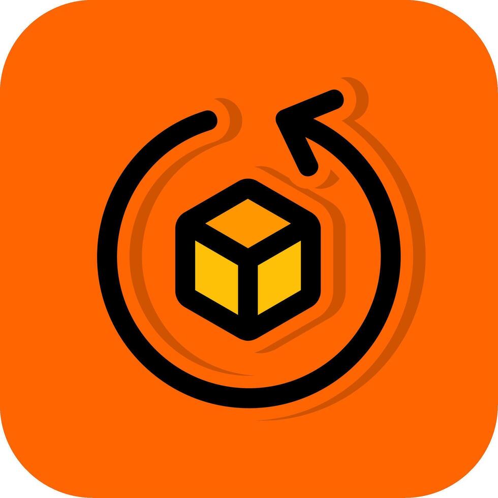 rotera objekt fylld orange bakgrund ikon vektor