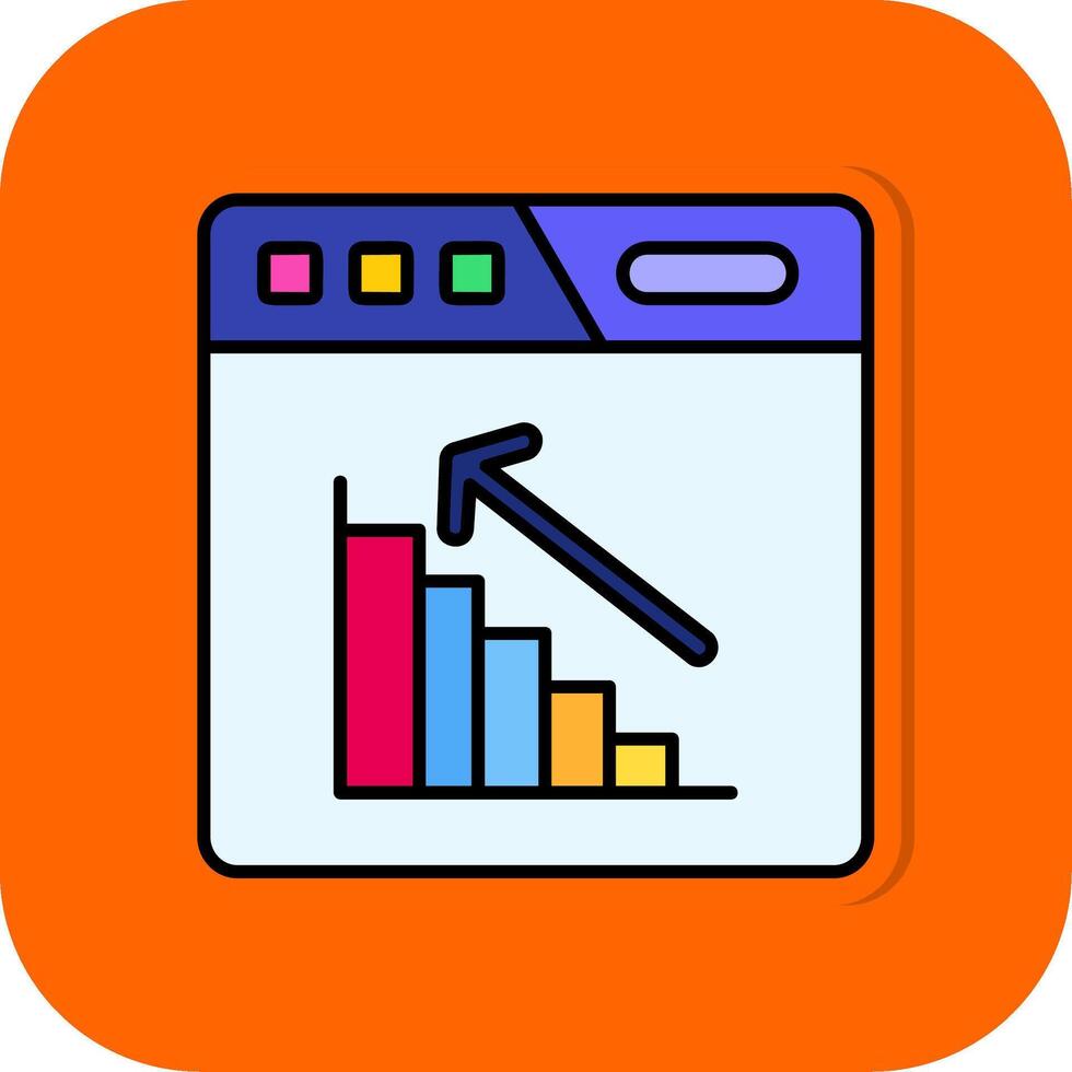 bar Diagram fylld orange bakgrund ikon vektor