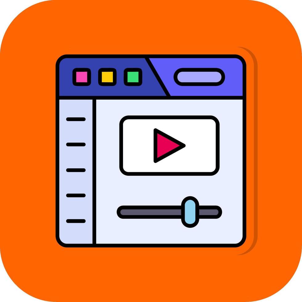 video spelare fylld orange bakgrund ikon vektor