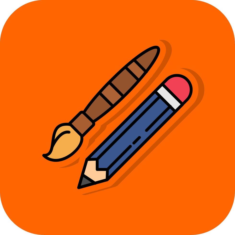 Zeichnung Werkzeuge gefüllt Orange Hintergrund Symbol vektor