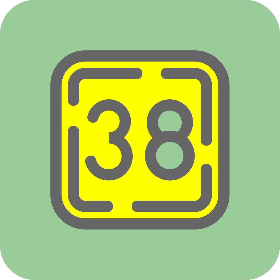 trettio åtta fylld gul ikon vektor