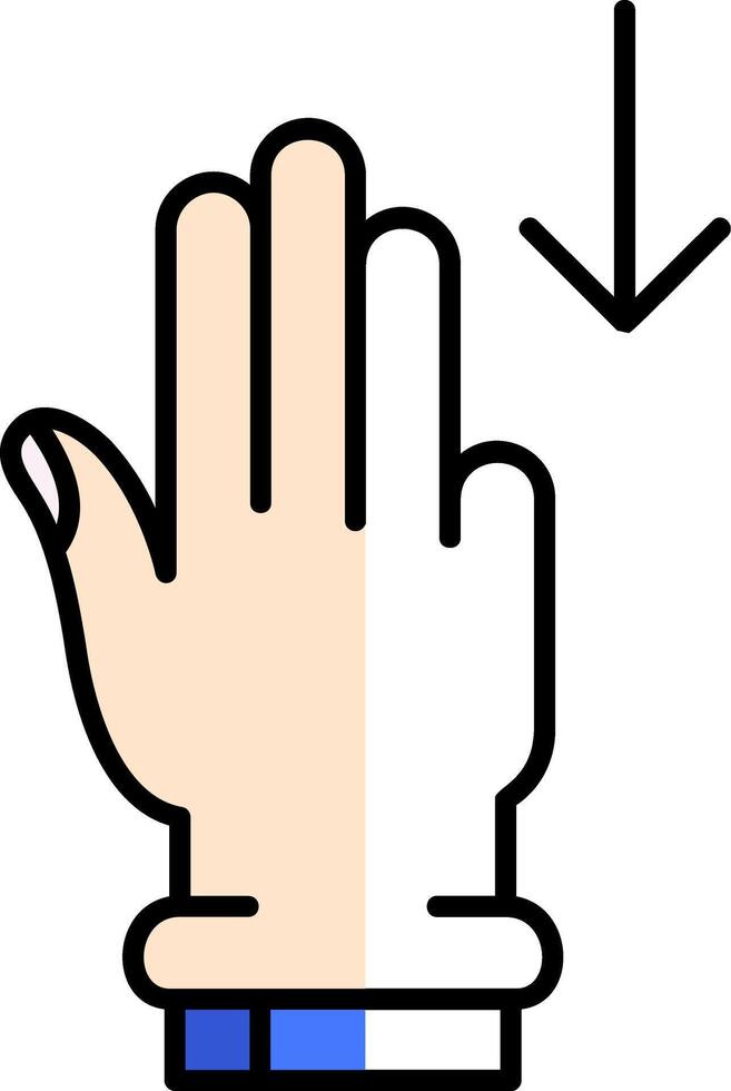 drei Finger Nieder gefüllt Hälfte Schnitt Symbol vektor