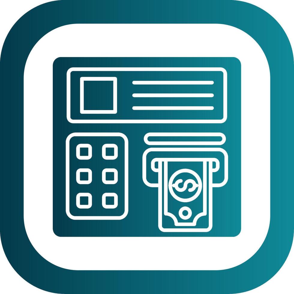 Geldautomat Maschine Glyphe Gradient runden Ecke Symbol vektor
