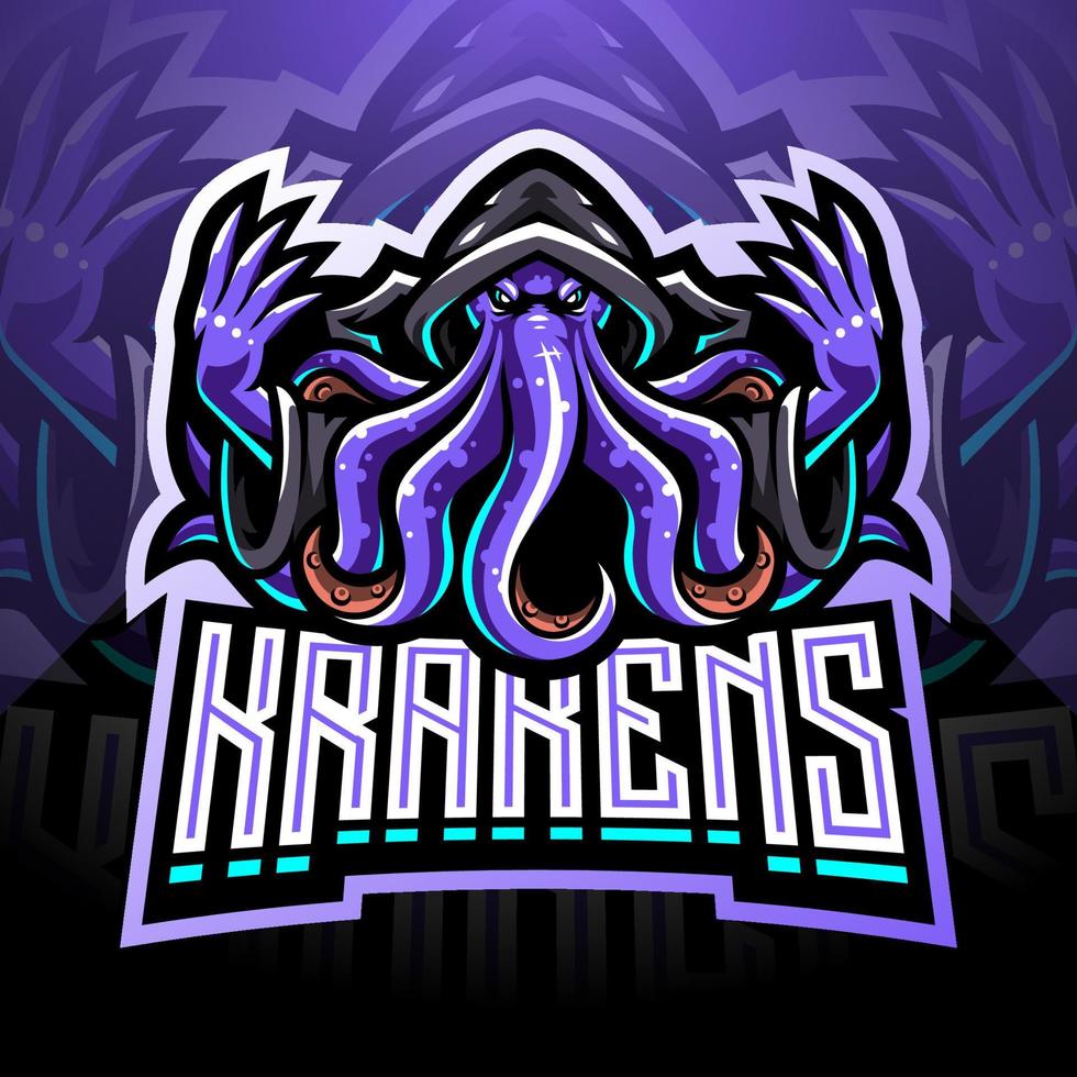 Kraken Octopus Esport Maskottchen Logo-Design vektor