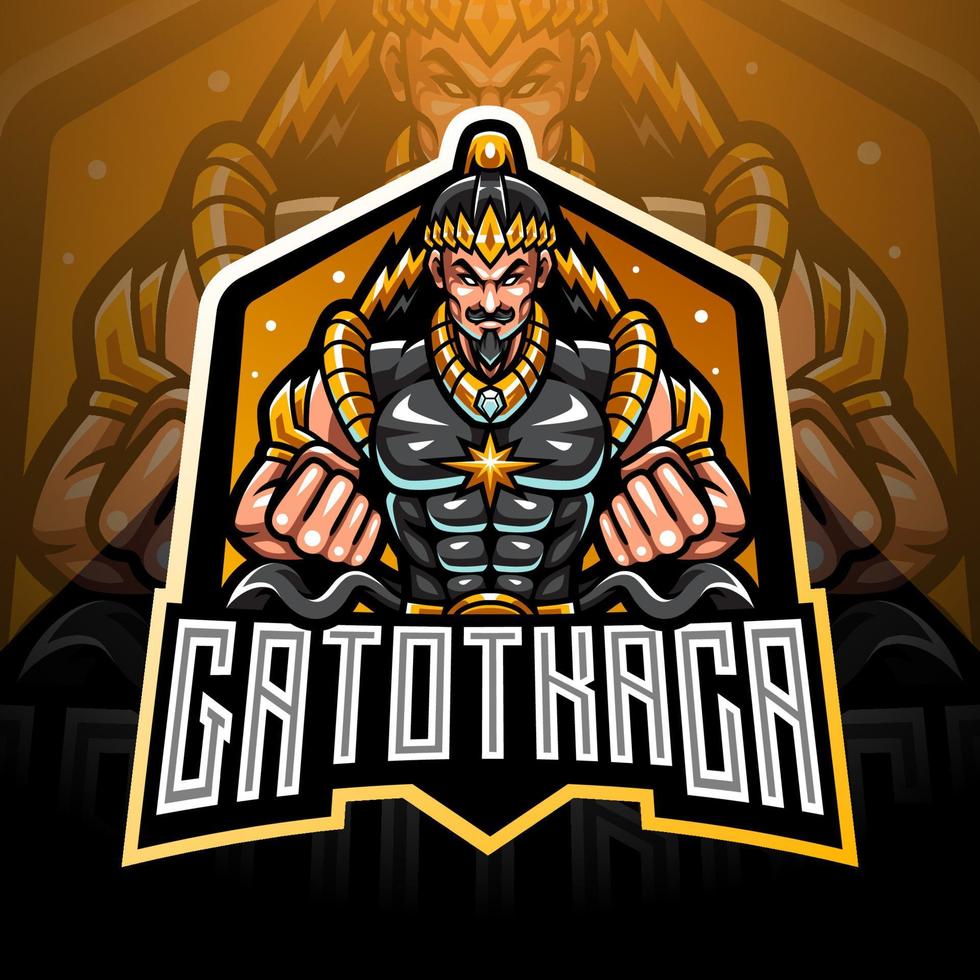 gatotkaca Esport Maskottchen Logo-Design vektor