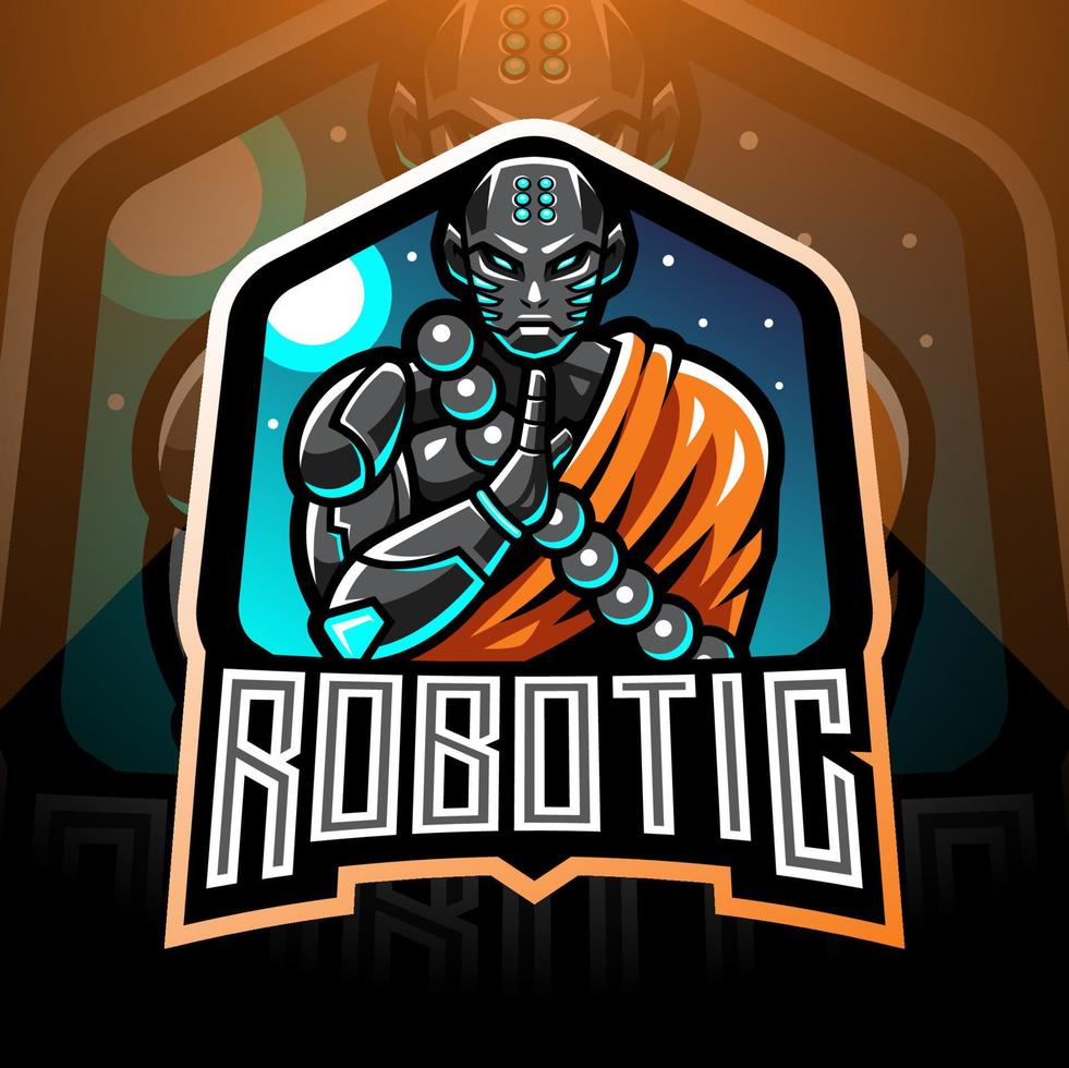 monk robotic esport maskot logotyp vektor