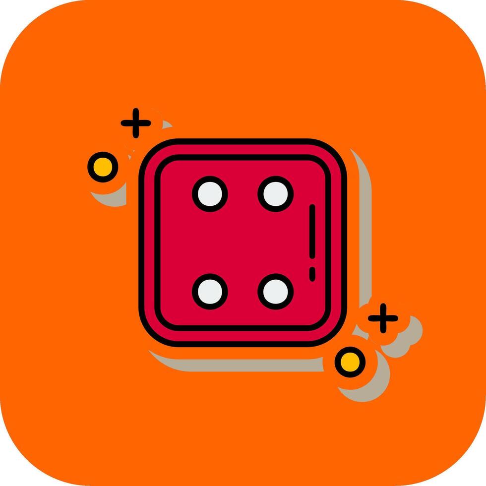 Würfel vier gefüllt Orange Hintergrund Symbol vektor