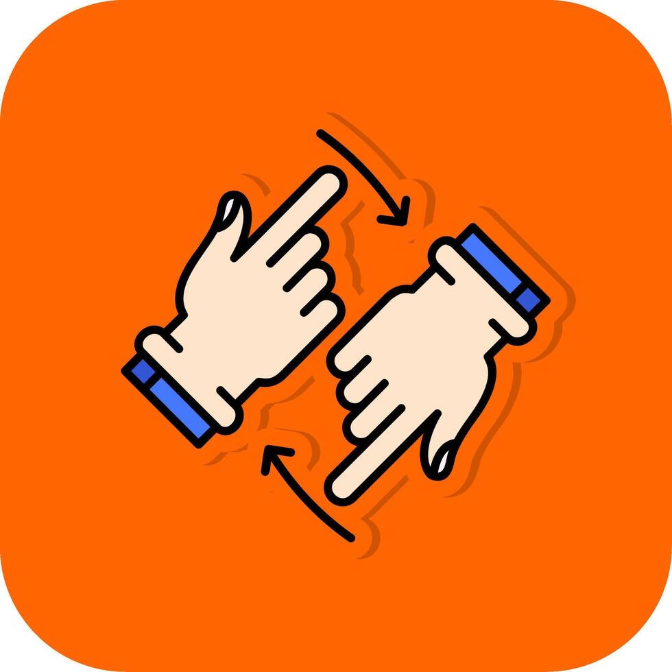 drehen zwei Hände gefüllt Orange Hintergrund Symbol vektor