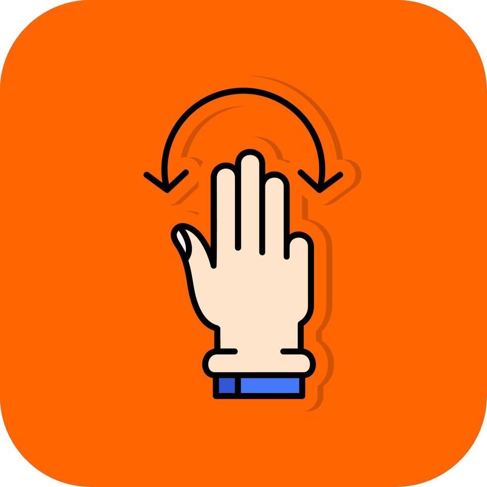 drei Finger drehen gefüllt Orange Hintergrund Symbol vektor