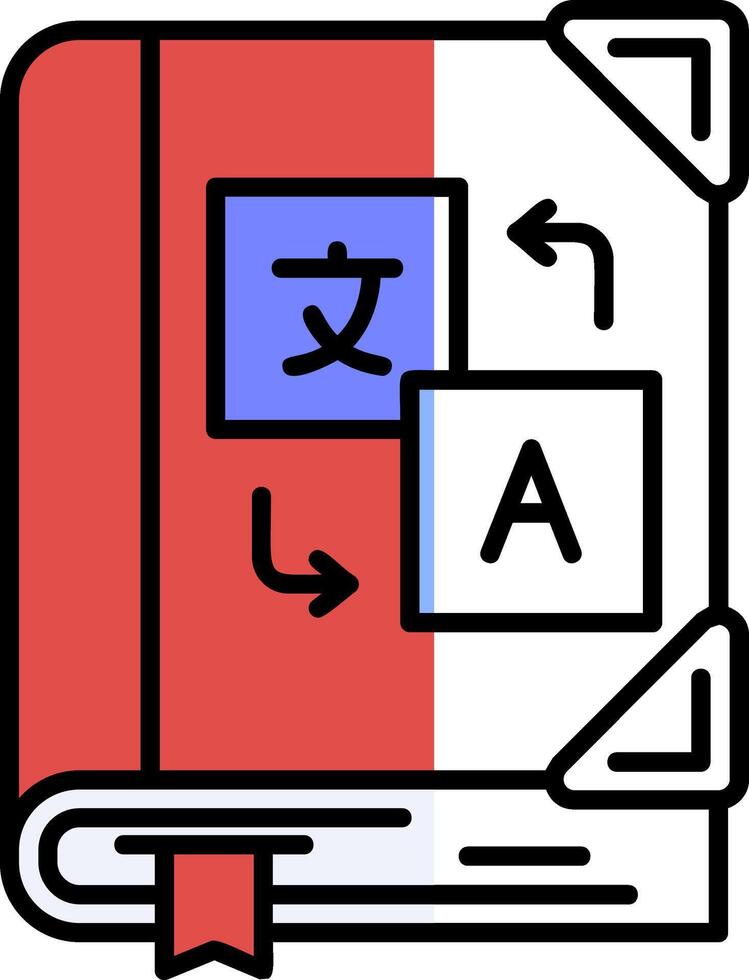 språk inlärning fylld halv skära ikon vektor