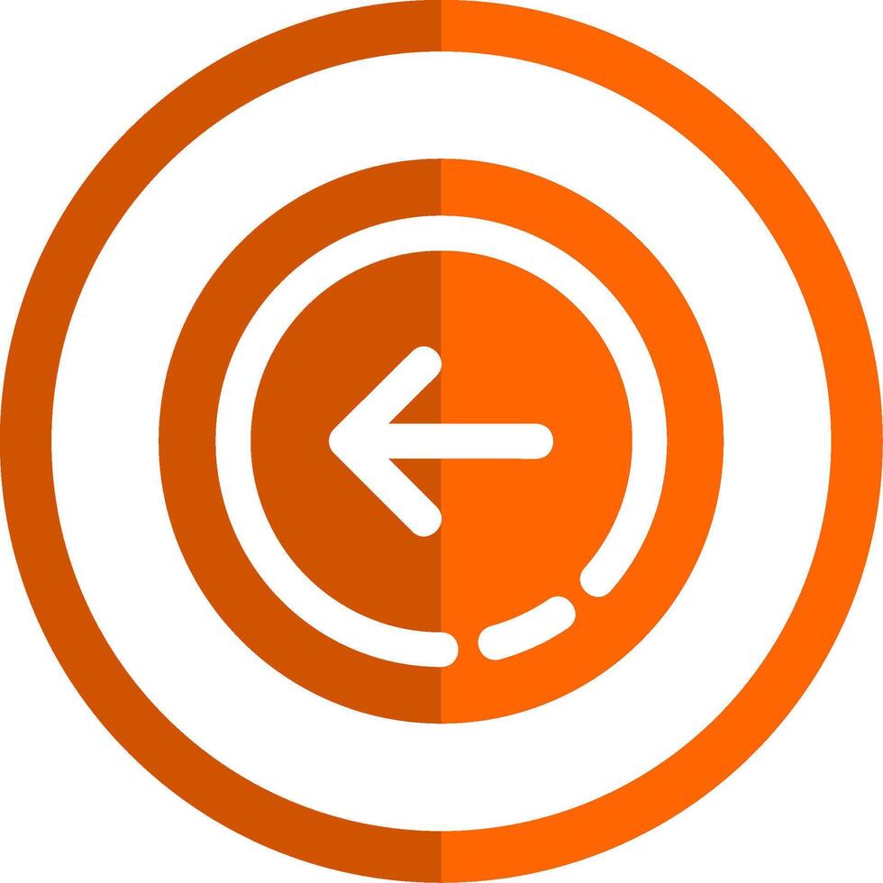 vänster pil glyf orange cirkel ikon vektor