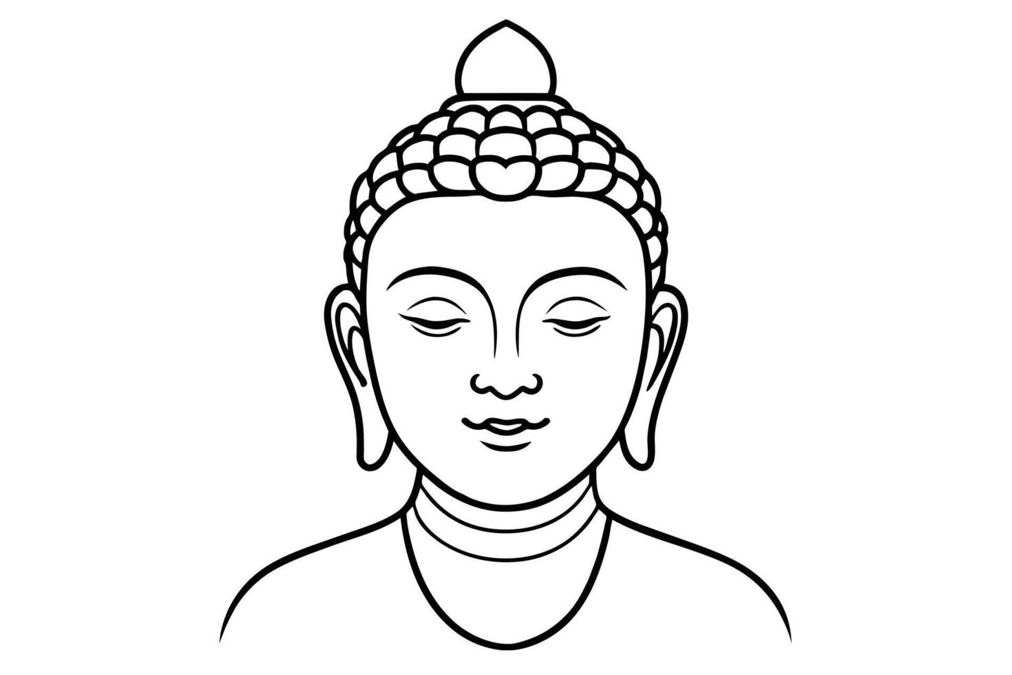 Kopf von Buddha. Vektor Illustration isoliert auf Weiß