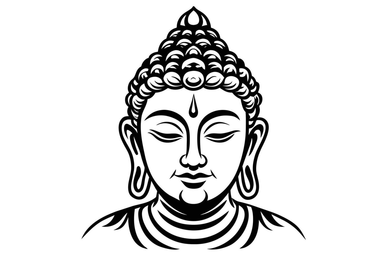 Kopf von Buddha. Vektor Illustration isoliert auf Weiß