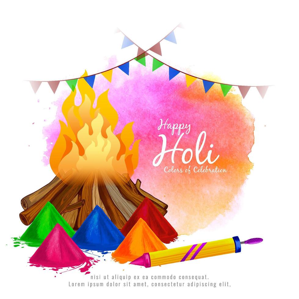 elegant glücklich holi Hindu traditionell Festival Feier Karte Design vektor
