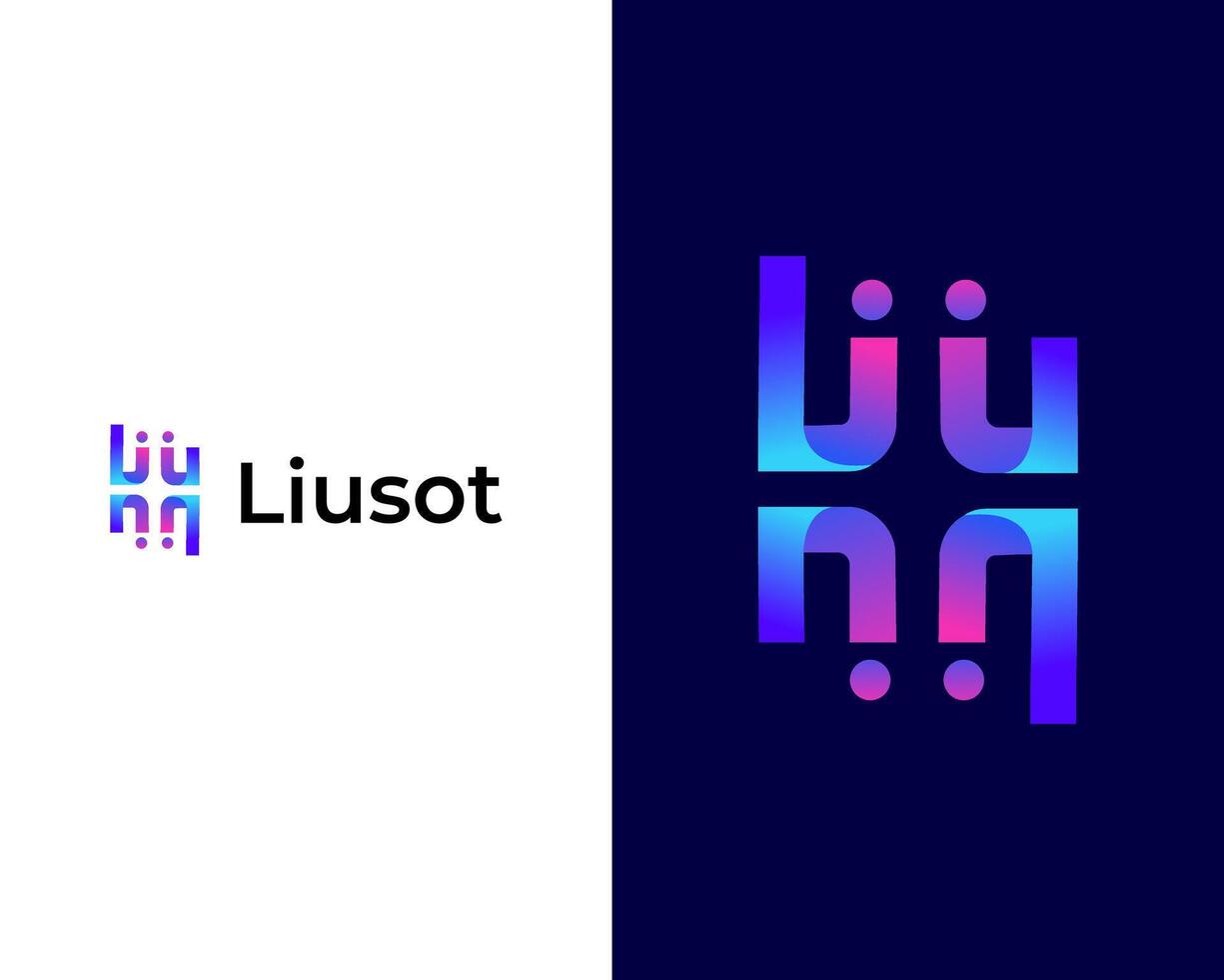 brev lu lagarbete modern färgrik app ikon logotyp design mall vektor
