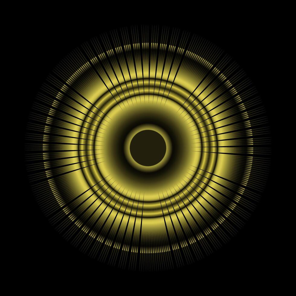 abstrakt fraktal golden Hintergrund mit Kreuzung Kreise und Ovale. Disko Beleuchtung Hintergrund. vektor